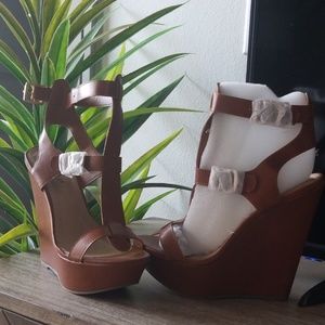 Cognac Wedge Sandals